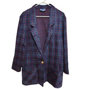 Vintage Cape Cod Sportswear Plaid Blazer Women’s 16 Red Green Blue USA Made
